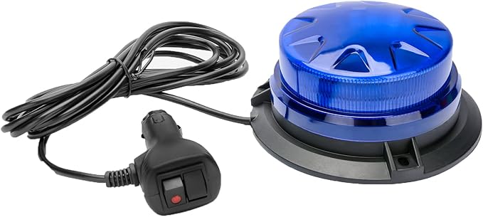 AUXMOTEC Blue Led Emergency Strobe Beacon Lights Bar with Magnetic Mount and 8 Flash Models Warning Safety Flashing Rooftop Signal Lamps for Firefighters Police Vehicles(24-LED 12V-24V)