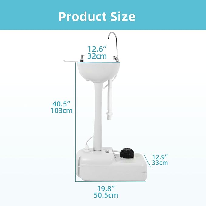 YITAMOTOR Dual Use Portable Sink 17L Camping Hand Washing Station with Towel Holder, Soap Dispenser, Foot Operated, Hand Wash Basin Station for Worksites, Camping, Travel, Boat, Gathering, Garden