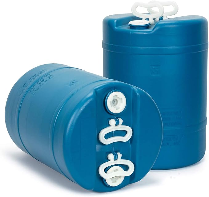 15 Gallon Emergency Water Storage Barrel - Preparedness Supply - Water Tank Drum Container - Portable, Reusable, BPA Free, Food Grade Plastic (1 Tank)