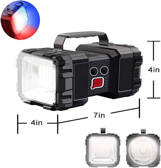 Rechargeable LED Searchlight Flashlight, LED Spotlight Big Power Capacity 12000LM 20h Ultra-Long Standby 7 Lights Modes Camping Work Light, Waterproof for Home, Outdoor (35LEDs)