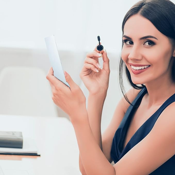 Jetec 10 Pieces Pocket Compact Mirrors Mini Mirror for Purse Wallet Small Handheld Stainless Steel Unbreakable with PU Leather Case for Men Women Travel Camp Signal Makeup(Black)