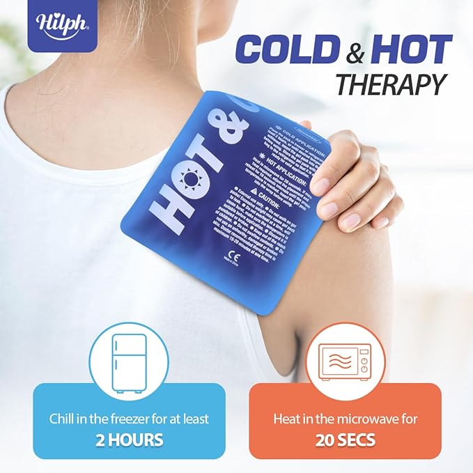 Hilph Reusable Ice Packs for Injuries, Soft Hot and Cold Gel Ice Packs with Adjustable Strap, Flexible Ice Wrap for Joints & Muscle Pain for Back, Shoulders, Head, Legs & More (10.8" x 5.5")