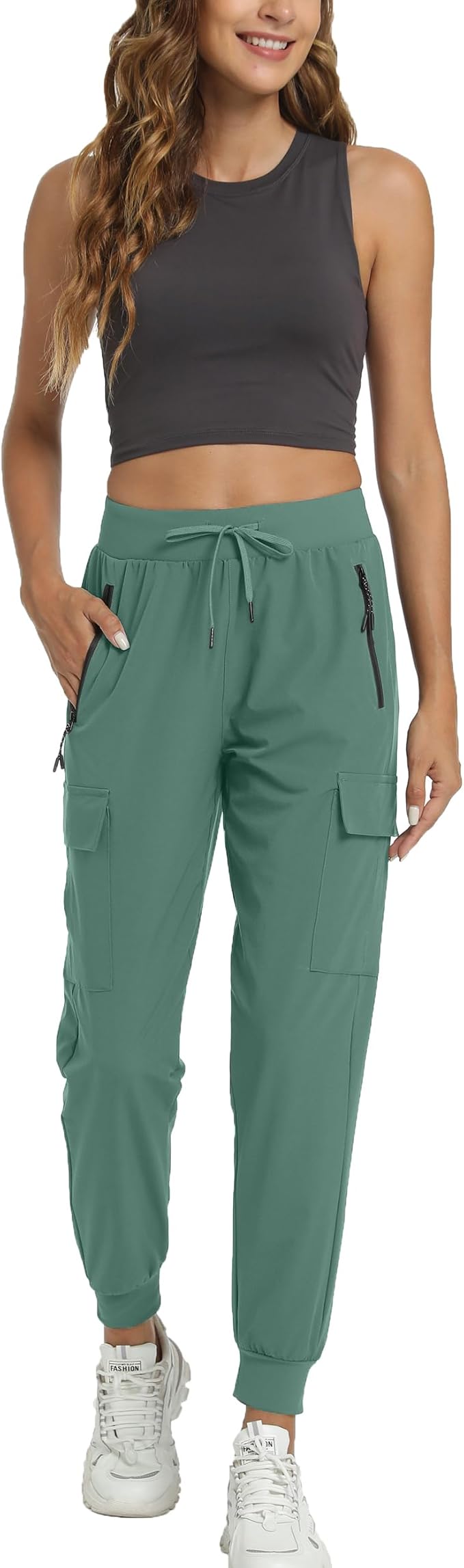 Kcutteyg Womens Water Resistant Hiking Pants with Pockets Quick Dry Soft Athletic Workout Joggers Pants for Camping Travel