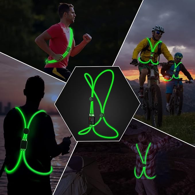 LED Reflective Vest Rechargeable Running Light for Runners High Visibility Safety Vest for Running,Cycling or Walking