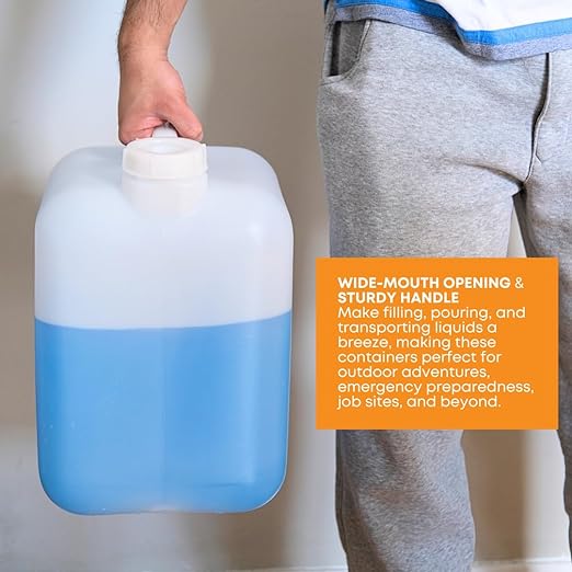 FastRack 5 Gallon Hedpak with Cap (Pack of 2) | BPA-free, Food-Grade, and Leak-Proof | White Water Container | Ideal for brewing, fermentation, or storage