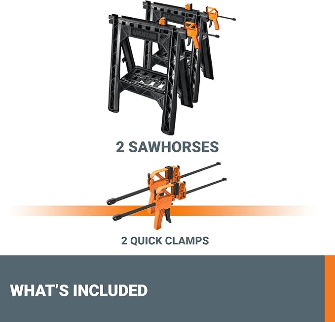 Worx WX065 Clamping Sawhorses with Bar Clamps