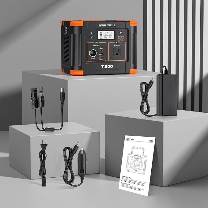 GRECELL 300W Portable Power Station 230.88Wh Solar Generator with USBC PD 60W, 110V Outlet Perfect for Camping, Outdoor Trips, Home Backup & Travel