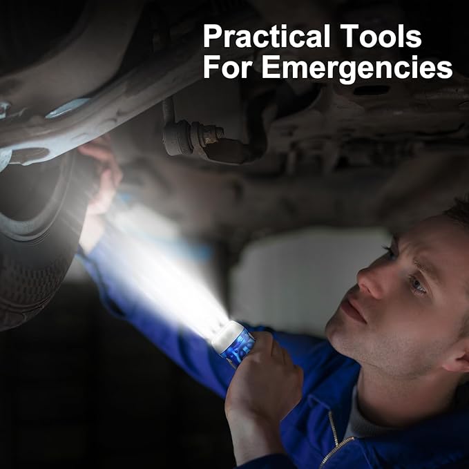 Leelosp 48 Pcs Hand Crank Flashlight No Battery Required Cranked Flashlight Manual Press Flash Light 3 LED Squeeze Light for Camping Hiking Power Outage Gift(Blue)