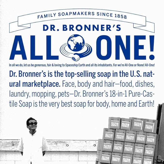 Dr. Bronner's Pure-Castile Magic Soap Bars (Eucalyptus, 5 oz, 6-Pack)- Made with Regenerative Organic Certified Oils for Face, Body & Hair - Gentle, Vegan- Bar Soaps for Men & Women
