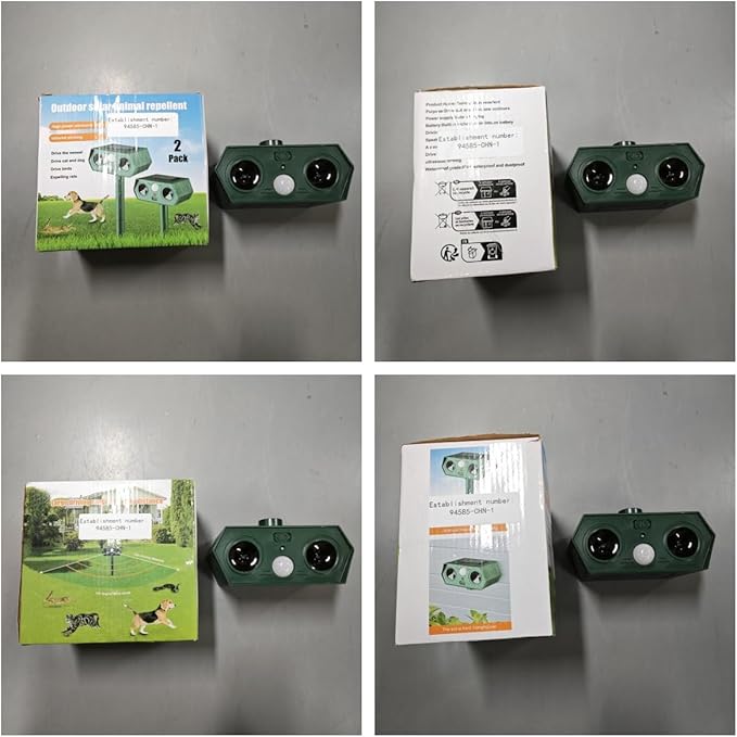 4 Pack Solar Ultrasonic Animal Repellent Outdoor,Cat Deterrent Deer Repellent Devices with Motion Detection,Waterproof Repeller for Raccoon Squirrel Rabbit Dog Skunk,Yard Garden Protection