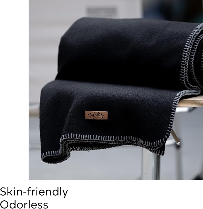 100% Wool Blanket, 62" x 86", Warm, Thick, Washable, Military Wool Blanket, Great for Camping, Outdoors, Sporting Events, Survival Kits,Carbon Black