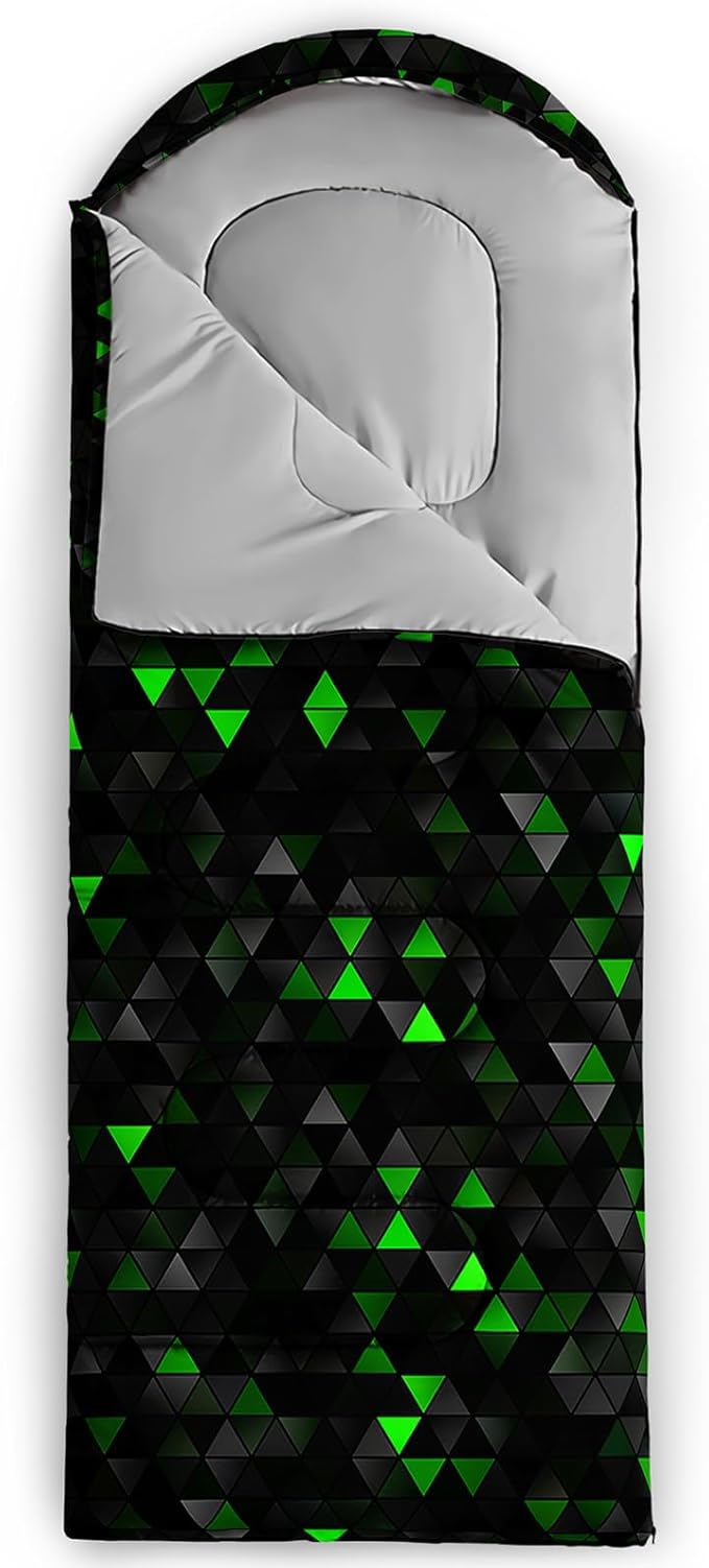 Sleeping Bags for Adults and Kids,3D Printing Camping Sleeping Bag for Girls Boys Lightweight Waterproof Cold/Warm 3-Season,Outdoor Travel with Compression Bags