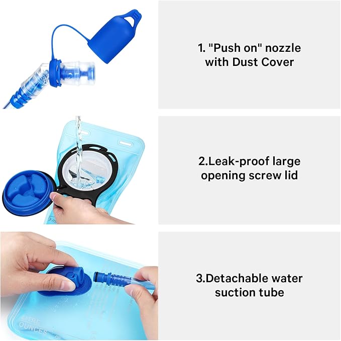 Maelstrom Hydration Hiking Backpack with 2L/3L Water Bladder, High Flow Bite Valve Camping Daypack Lightweight