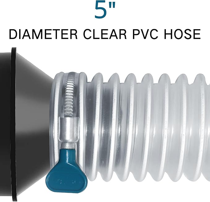 5" x 10' Heavy PVC Dust Collection Hose, Puncture Resistant PVC Dust Collection Hose, Flexible Clear PVC Fume Collection Hose with Carbon Steel Wire Coil for dust collection systems