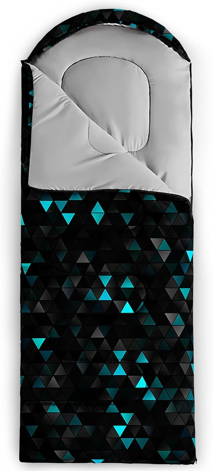 Sleeping Bags for Adults and Kids,3D Printing Camping Sleeping Bag for Girls Boys Lightweight Waterproof Cold/Warm 3-Season,Outdoor Travel with Compression Bags