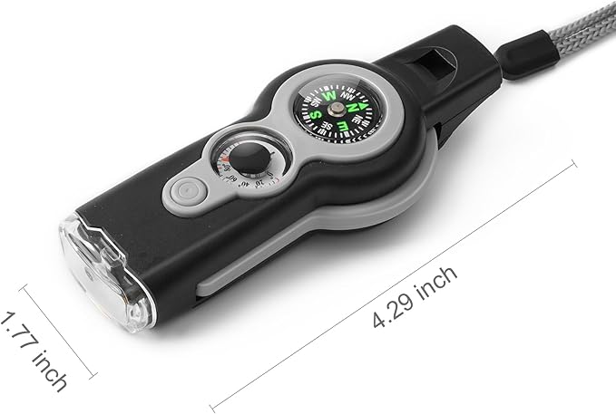Emergency Survival Function Whistle, Outdoor Multifunctional Tool Safety Whistle with Lanyard, Ideal for Kayaking, Boating, Hiking, Camping, Climbing, Hunting, Fishing, Rescue Signaling