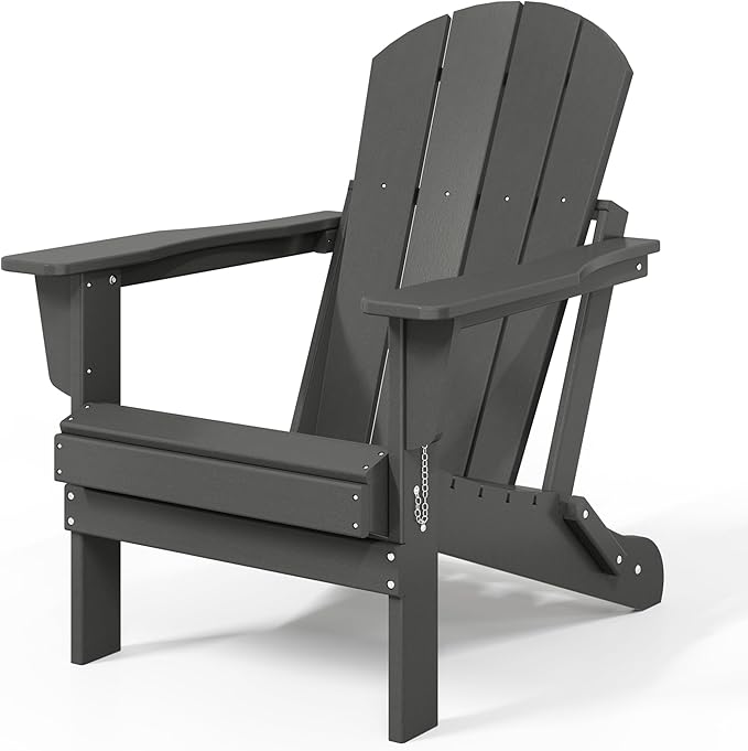 WestinTrends Malibu HDPE Outdoor Patio Folding Poly Adirondack Chair, Gray
