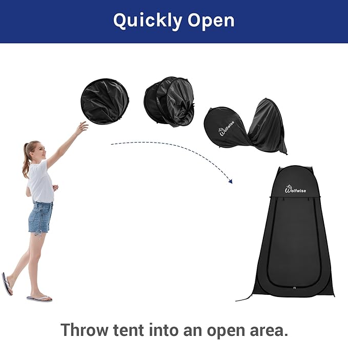 Wolfwise Pop Up Changing Tent for Beach, Camping Portable Shower Tents, Outdoor Privacy Bathroom, Change Dressing Clothes Porta Potty Tent Pop Up Instant for Camp, Toilet, Black