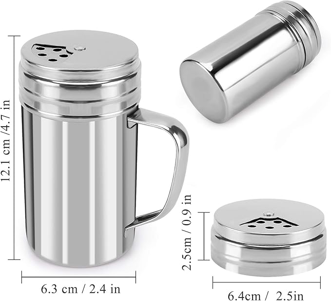 Accmor 13oz Salt and Pepper Shakers with Adjustable Pour Holes, Stainless Steel Dredge Shaker, Seasoning Spice Shakers for Salt Pepper Cinnamon Sugar Flour