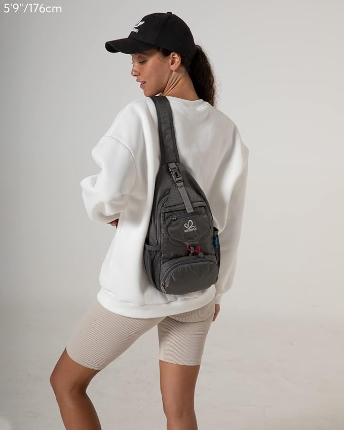 WATERFLY Packable Small Crossbody Sling Backpack Shoulder Chest Bag Daypack for Hiking Traveling