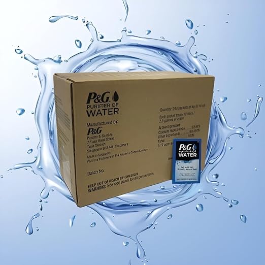 P&G Purifier of Water Portable Water Purifier Packets (Box of 240 Packets). Emergency Water Filter Purification Powder Packs for Camping, Hiking, Backpacking, Hunting, and Traveling.