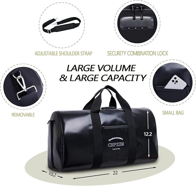 Fireproof Waterproof Duffel Bag,Fire And Waterproof Document Storage,Security code lock multiple protection,perfect travel companion.