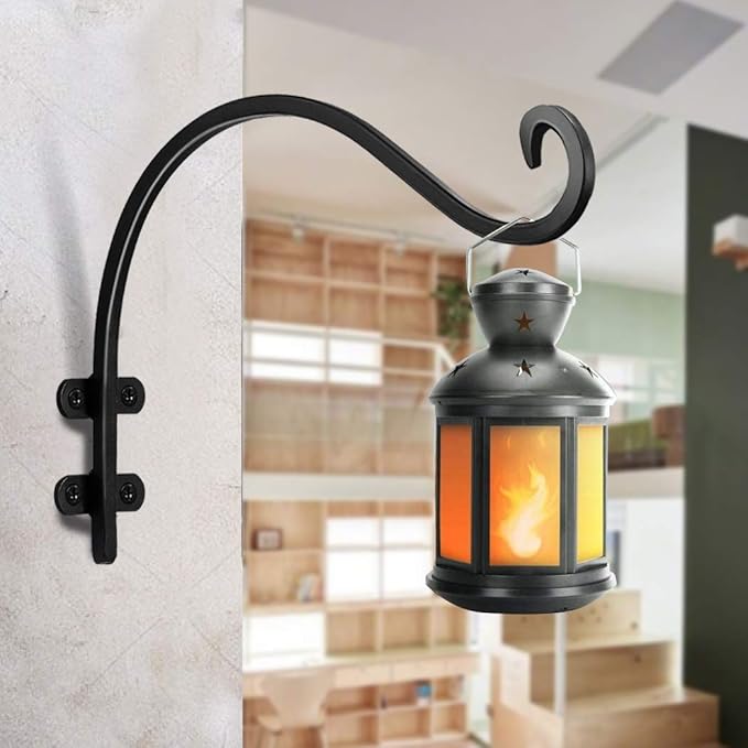 12 Inch Plant Hangers Outdoor 2 Pack Black, Heavy Duty Plant Hanging Bracket Hook for Flowers Baskets Planter Pots Bird Feeder Lanterns Wind Chimes Outdoor Indoor