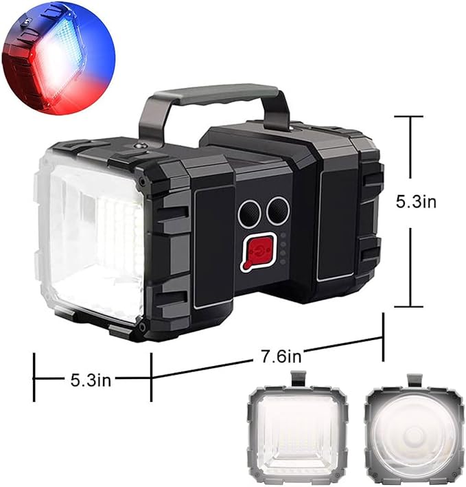 Rechargeable LED Searchlight Flashlight, LED Spotlight Big Power Capacity 13000LM 20h Ultra-Long Standby 7 Lights Modes Camping Work Light, Waterproof for Home, Outdoor (45 LEDs)