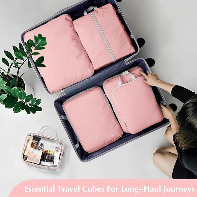 Gonex Compression Packing Cubes, 3pcs/4pcs Expandable Storage Travel Luggage Bags Organizers