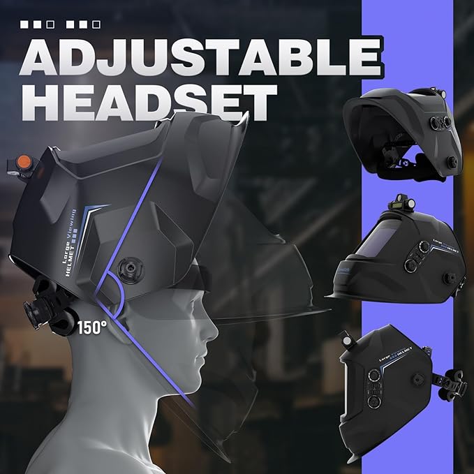 3.93"X3.66" Auto Darkening Welding Helmet with Light, 1/1/1/1 Top Optical Clarity, 4 Arc Sensor Wide Shade 4/5-9/9-13 for TIG MIG STICK CUT Welding Hood Welder Mask