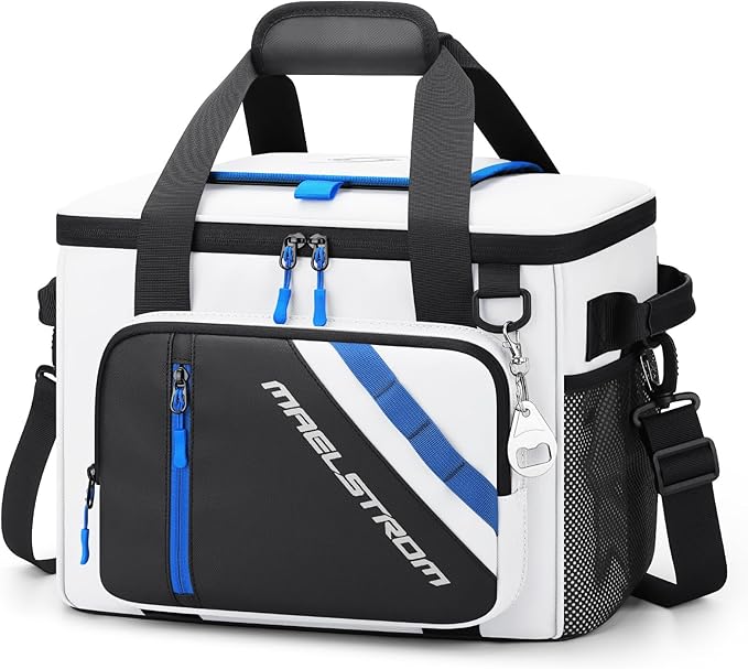 Maelstrom Cooler Bag, 30 Cans Beach Cooler, Large Leakproof Insulated Soft Cooler with Bottle Opener, Ice Chest, Portable Collapsible Cooler for Travel, Camping, Shopping