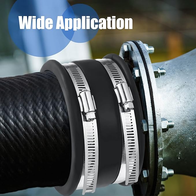 Minatee Dust Control Flex Cuffs with Stainless Steel Hose Clamps, Flexible PVC Coupling for Plastic and Copper Plumbing Connections, Connector Ports Dust Collection Fittings(4 Inch, 3 Pcs)