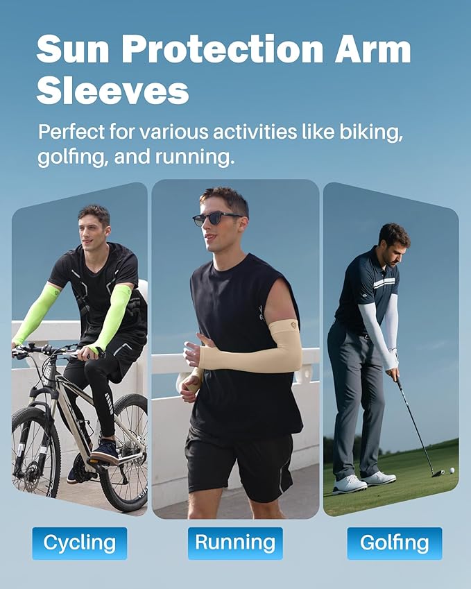 Arm Sleeves for Men Women UV Sun Protection Compression Arm Warmer Tattoo Cover Up, Sports Golf Cooling Sleeves