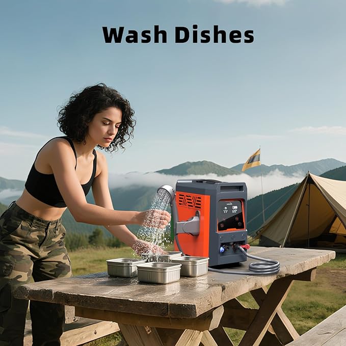 Hillhub Portable Propane Water Heater for Camping, Instant Hot Water Heater On Demand with 4000mAh Battery for Outdoor Showering and Cleaning, Included Water Pump & Showerhead