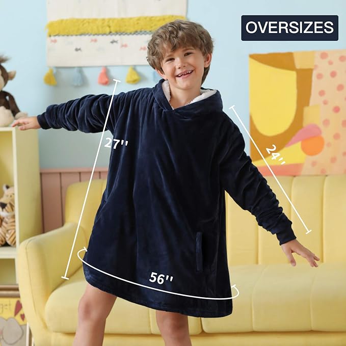 LetsFunny Blanket Hoodie,Oversized Wearable Sherpa Fleece Blanket Sweatshirt,Super Soft Warm Cozy with Giant Pocket,Gifts for Women Men Adults Teenagers Kids, One Size Fits All