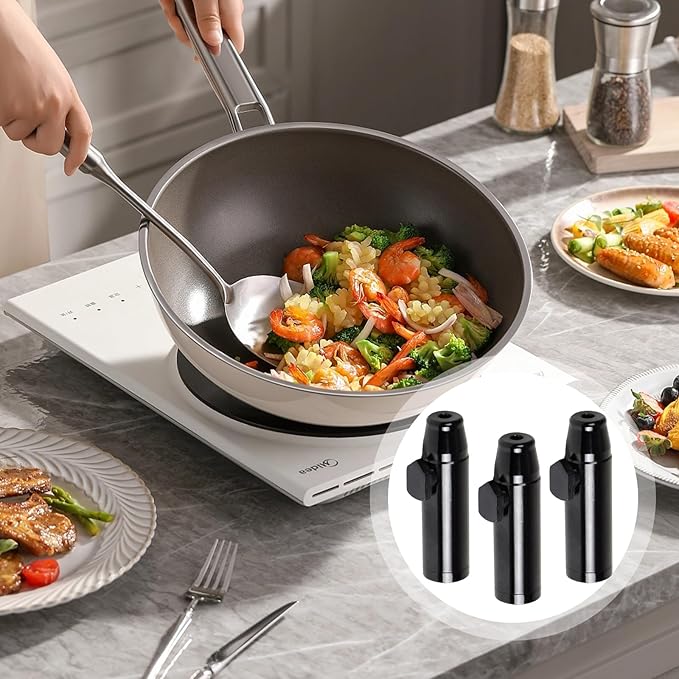 3 Pack Metal Spice Dispenser, Portable Mini Leakproof Food Shaker, Waterproof outdoor Pepper Camping Spice Black Container,Salt Shaker for Travel Cooking Various Seasoning Needs