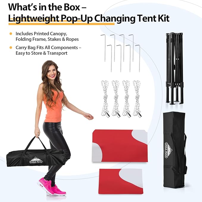 EAGLE PEAK Flex Ultra Compact 4x4 Pop-up Canopy, Sun Shelter, Changing Room, Portable Privacy Canopy Cabana for Pool, Fashion Photoshoots, or Camping, Red Mushroom