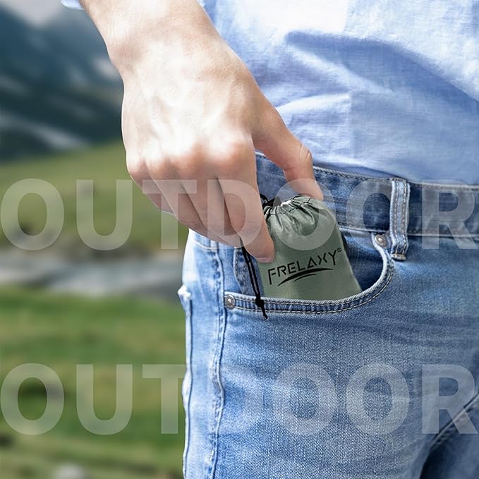 Frelaxy Pocket Picnic Blanket, Waterproof Sandproof Beach Mat, Compact Camping Tarp for Festivals, Hiking, Travel, Outdoor Recreation (Grey, 57'' x 71'')