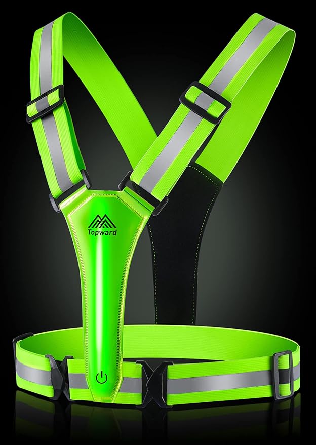 LED Reflective Vest Safety Gear, Light Up Vest for Night Walking Cycling, High Visibility Running Vest with Reflective Strips
