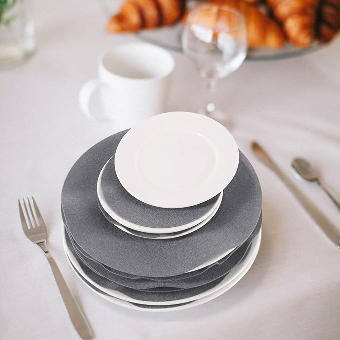 Plate China Storage Dividers, 144 Pieces with 3 Different Sizes Premium Felt Plate Dividers Round China Dish Protectors for Porcelain Cookware Protecting and Stacking, Gray