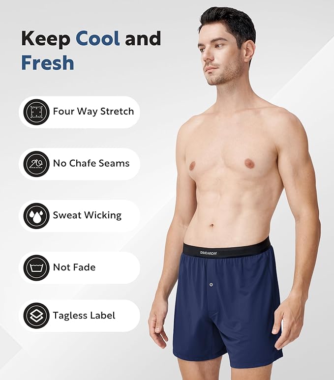 DAVID ARCHY Mens Boxer Shorts Underwear Quick Dry Breathable Mens Boxers Moisture Wicking Boxers for Men 3 or 5 Pack