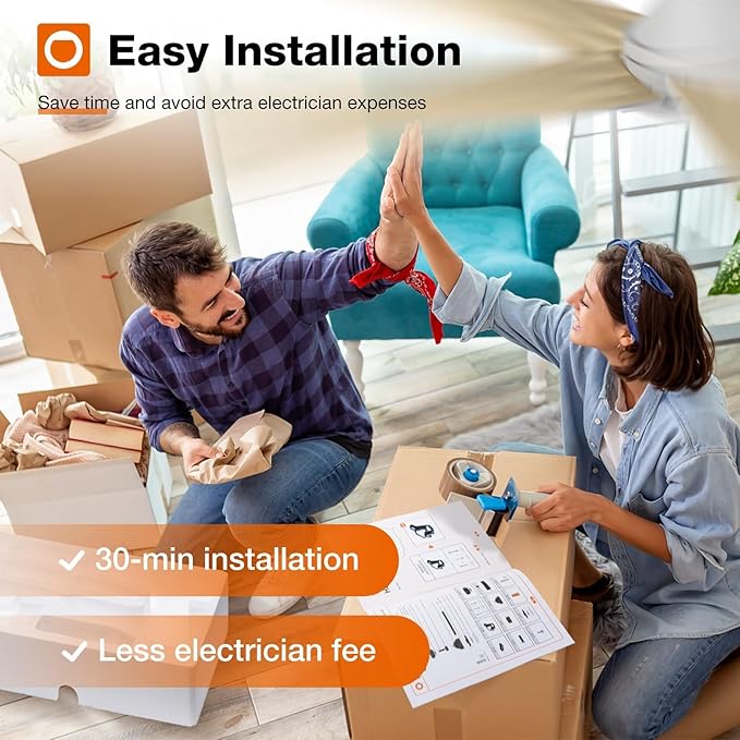 addlon Ceiling Fans with Lights, 52 inch Ceiling fan with Light and Remote Control, Reversible, 3CCT, Dimmable, Noiseless, White Ceiling Fan for Bedroom, Indoor/Outdoor Use