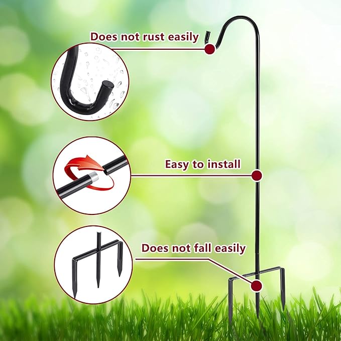 2 Pack Shepherd Hook 48 inch 1/2 inch Thick Use at Weddings, Hanging Solar Lights, Lanterns, Bird Feeders, Metal Hanger Hook. (Bronze, 48 inch) U.S. Patent.