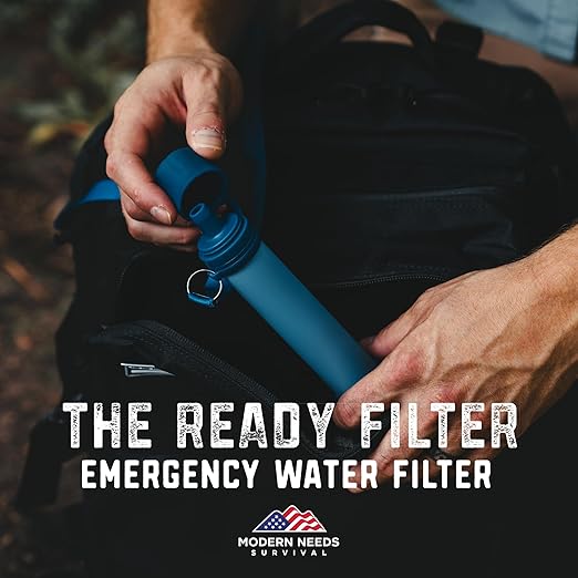 Ready Filter Personal Water Filter Straw | Backpacking Water Filter for Hiking & Camping | Portable Water Purifier Camping | Emergency Survival Gear & Camping Survival Kit | 10 Pack