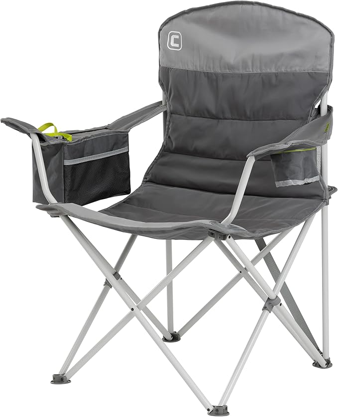CORE Padded Quad Chair with Built-in Cooler | Folding Chair with Cupholder & Storage Pocket for Indoor Home or Outdoor Camping | Perfect for Concert Seat, Sports, Beach, Travel & Picnic