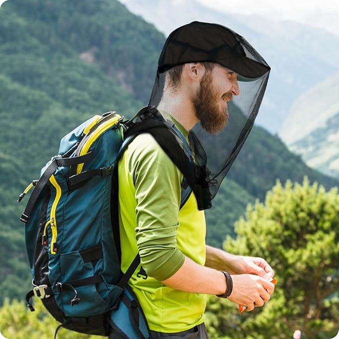 South to East Premium Mosquito Head Net for Insect 1 Pack, Ultra Large & Long, Extra Fine Holes, Fly & Bug Protection Gear for Camping, Hiking, Fishing, Gardening, Safari, Fit All Hats for Men & Women