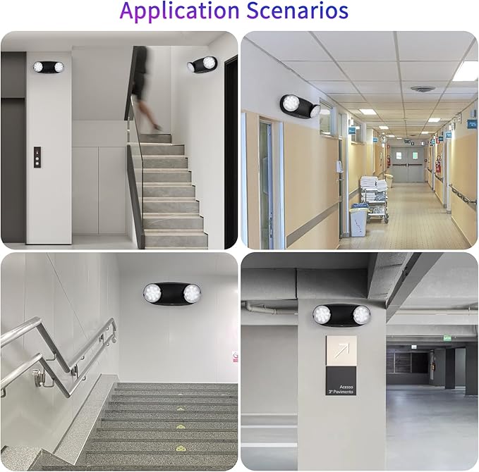 TANLUX LED Emergency Lights with Battery Backup, Commercial Emergency Light Fixtures for Business Home Power Failure Emergency Exit Sign Lighting with 1.0 Meter Plug in Cord AC120V Input, Black