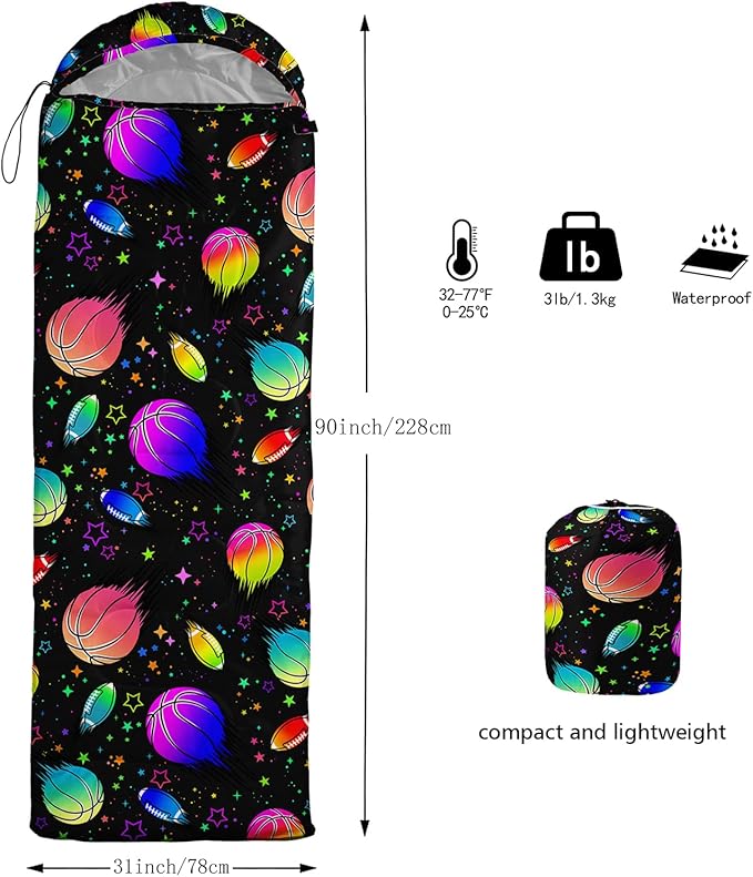 QOOMO Camping Sleeping Bags,3 Season Warm & Cool Weather,Lightweight,Waterproof Sleeping Bags for Adults & Kids,Traveling,and Outdoors,Camping Gear Equipment