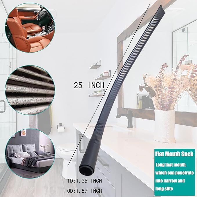 15 PCS Universal Vacuum Attachments Kit for Shop Vac Accessories - Includes Horse Hair Vacuum Brush, Floor Brush, Crevice Tool, and Hose Adapters for 2 1/2" to 1 1/4"