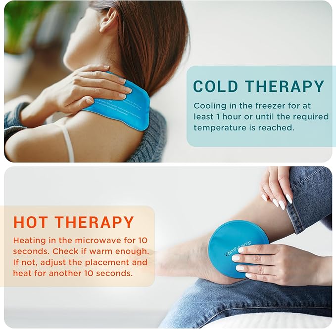 Comfytemp Gel Ice Packs for Injuries Reusable 8 Pack, Hot and Cold Compress for Pain Relief, Small Ice Packs for Headaches, Wisdom Teeth, Fever, Mosquito Bite, Breastfeeding, First Aid for Kids Adults
